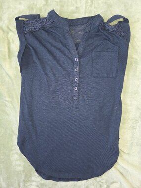 Sleeveless Navy Blouse